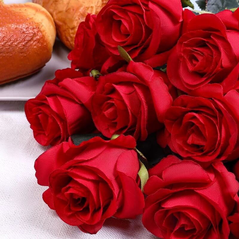 10 Pcs Artificial Roses Fake Flowers for Home Wedding Party Garden Decor