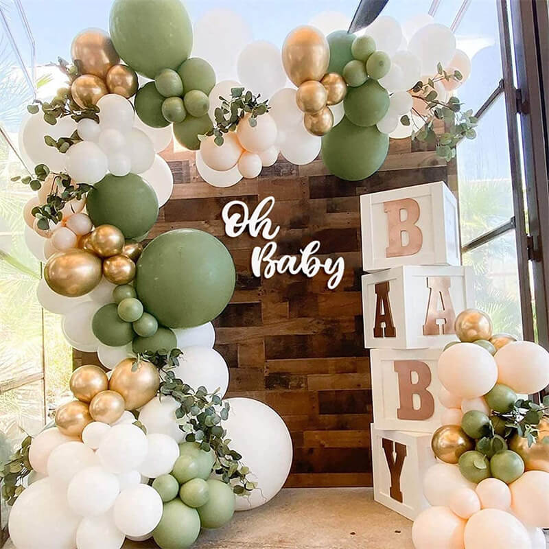 119 Pcs Olive Green Balloon Arch Garland Set for Birthday Wedding Baby Party Decorative Balloons