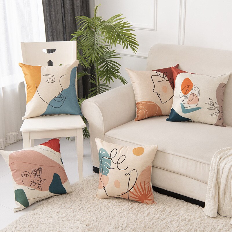 Abstract Face Pattern Cushion Covers