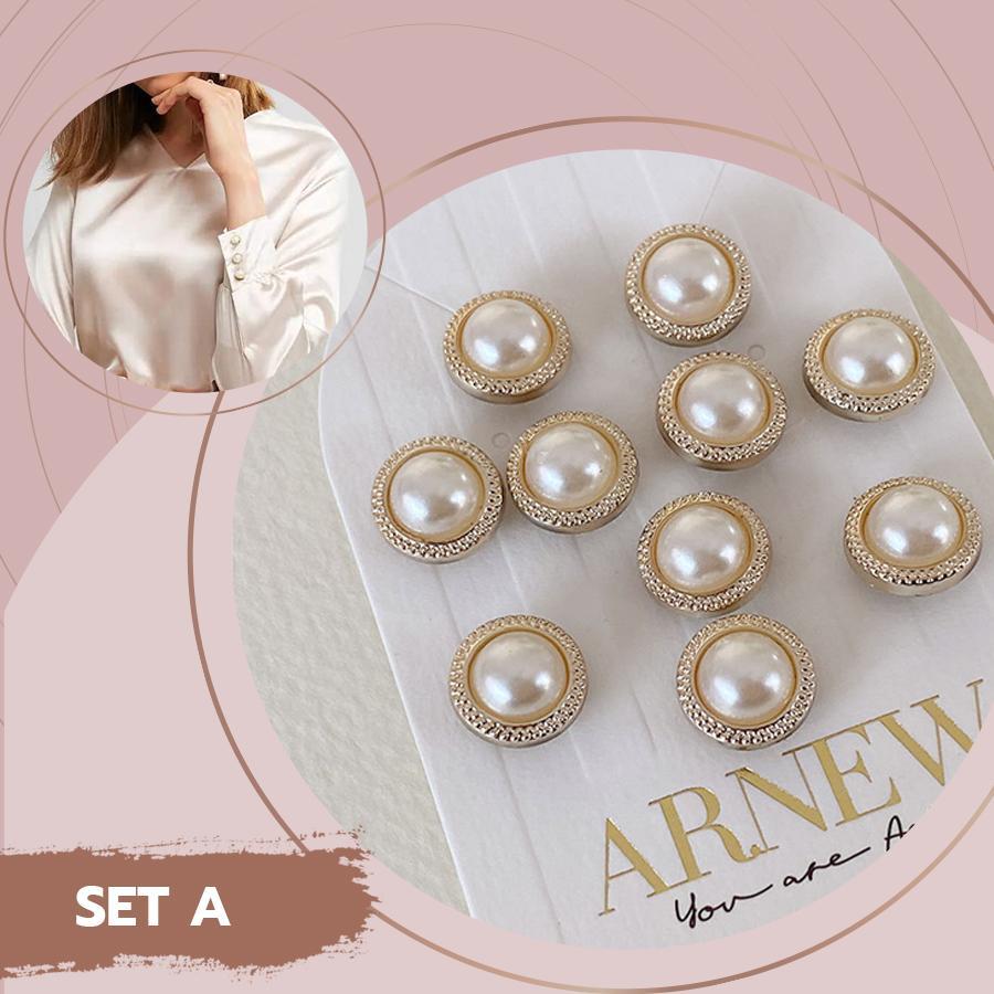 Pearl Cover Up Brooch Buttons Set Women starryhome 