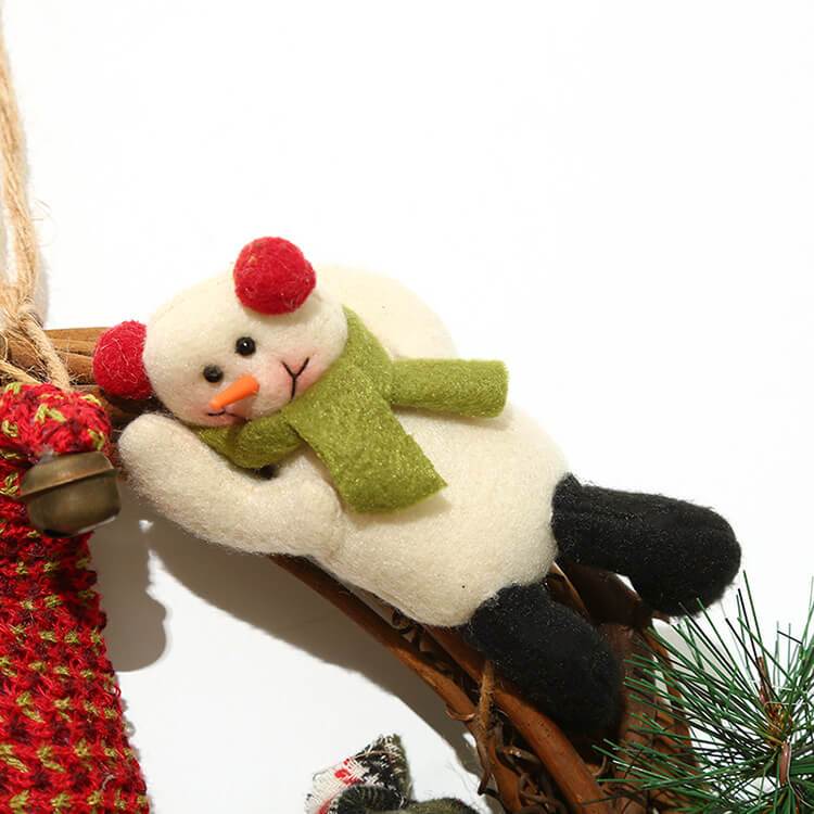 Christmas Rattan Hanging Wreath Christmas Wreaths for Front Door Santa Snowman Deer Christmas Wreath