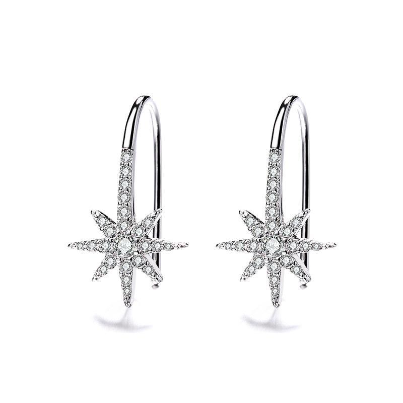 925 Sterling Silver Octomom Star Earrings With Diamonds