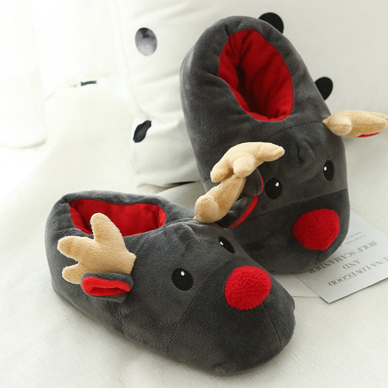 Winter Warm Slippers Christmas Reindeer Slippers for Indoor Bedroom