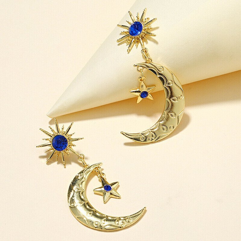 Sun star moon earrings