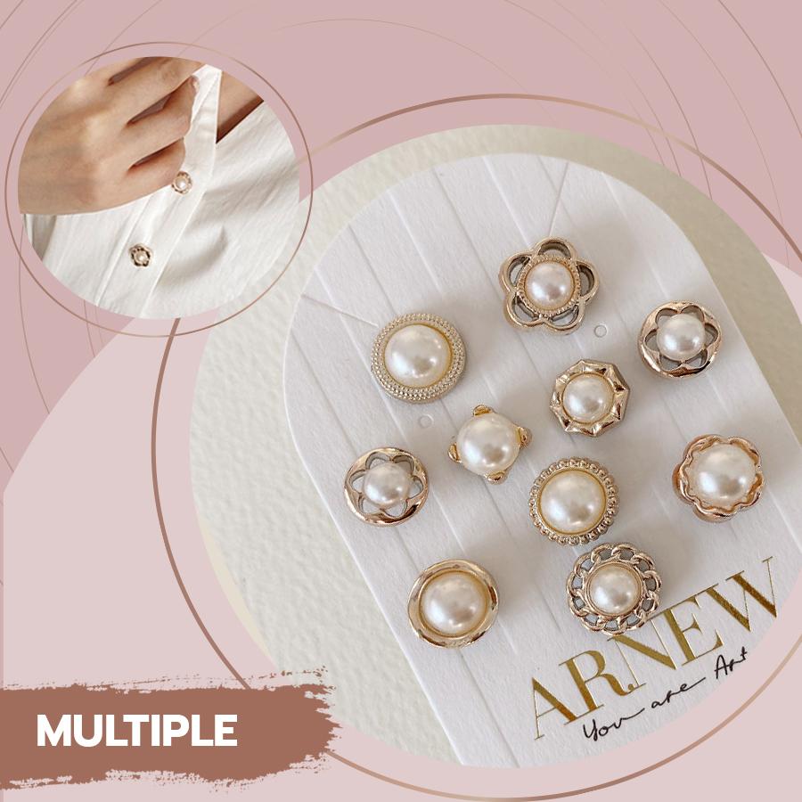 Pearl Cover Up Brooch Buttons Set Women starryhome 