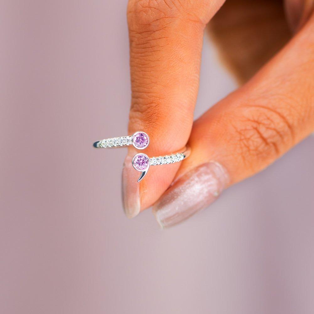 Your Story Isn't Over Pavé Semicolon Ring