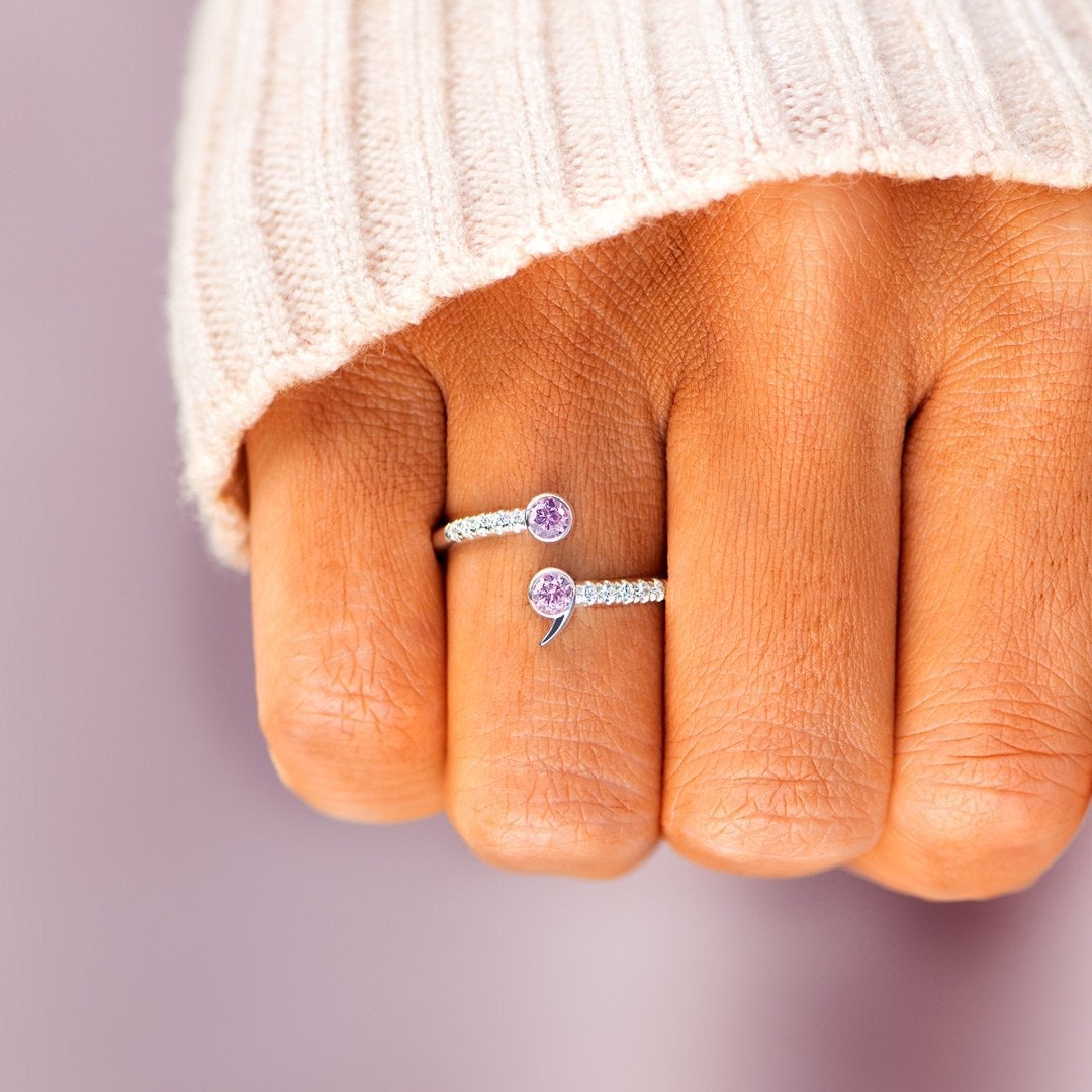 Your Story Isn't Over Pavé Semicolon Ring