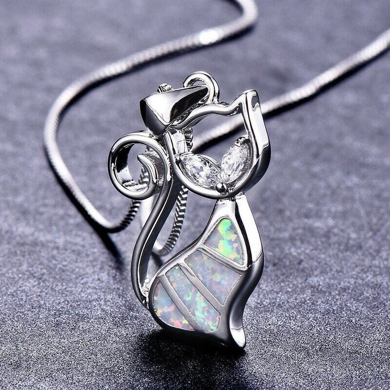 925 Silver Sterling Cat Pendant Necklace.