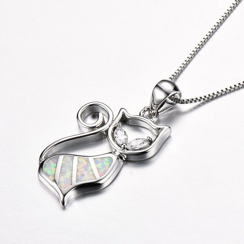 925 Silver Sterling Cat Pendant Necklace.