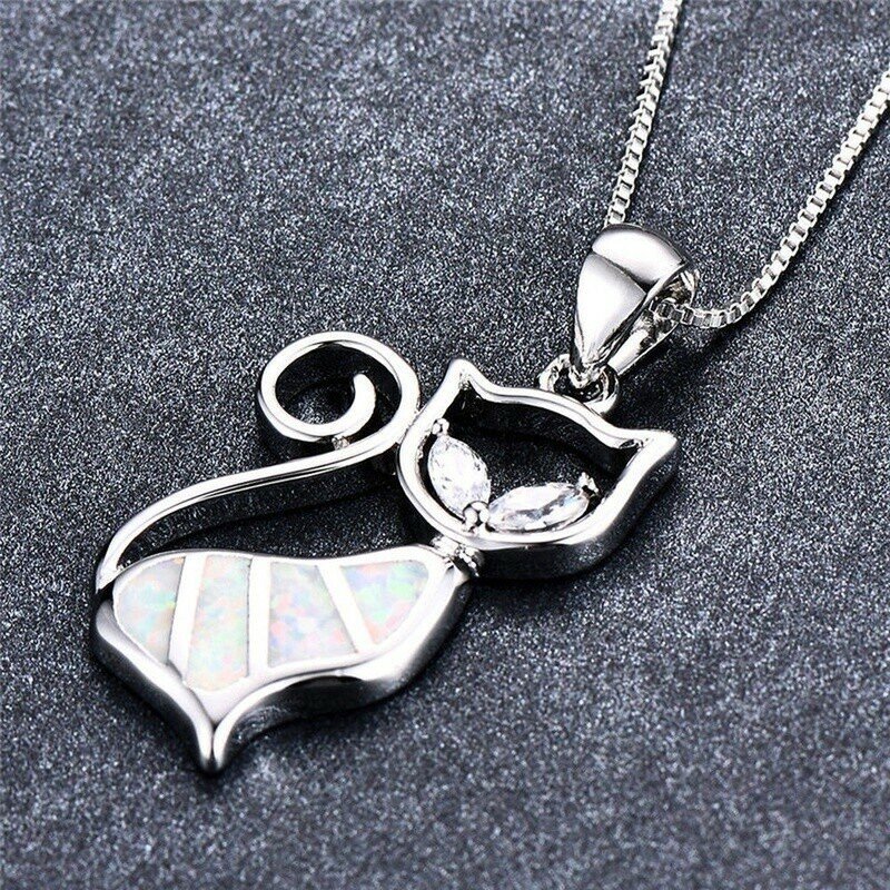 925 Silver Sterling Cat Pendant Necklace.