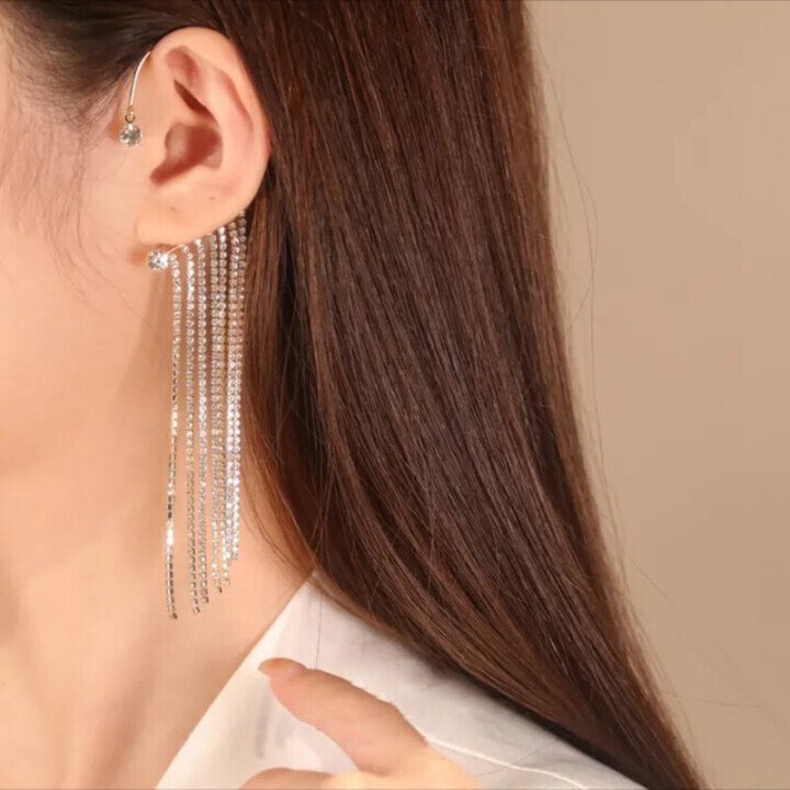 Shiny Diamond Tassel Earrings