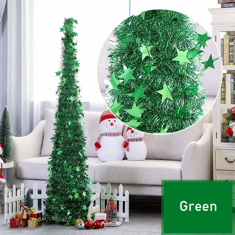 Collapsible Christmas Tree Pop-Up Tinsel Xmas Tree Artificial Christmas Trees for Holiday Xmas Decorations Home Display Office Indoor Decor