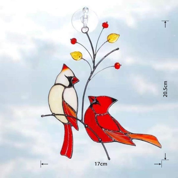 🔥Last Day Special Sale 70% OFF-Pair of Cardinal bird stained ornament