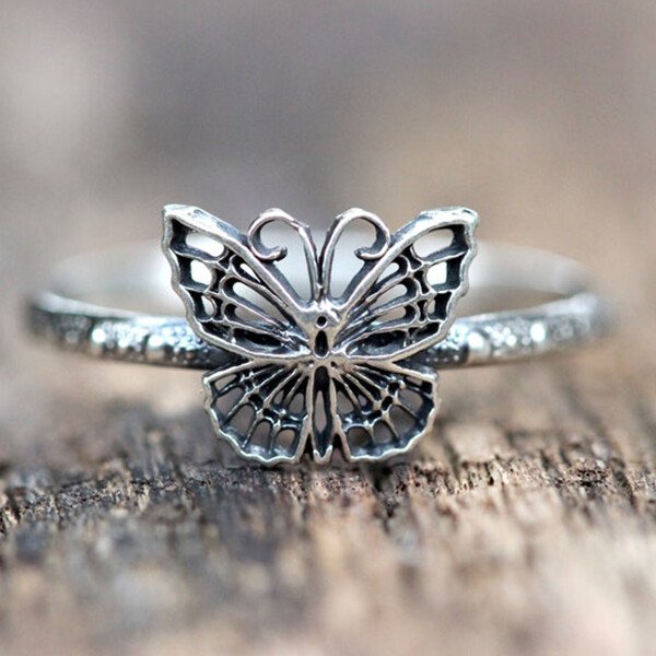 Sterling Silver Butterfly Stacking Rings