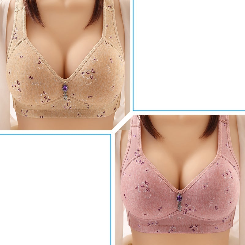 Thin section without rims Big Breast Small Vest Soft and Comfortable Push Up Bra