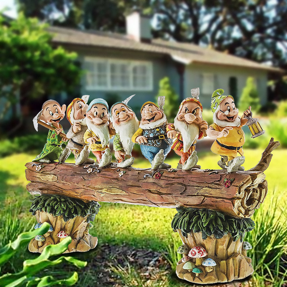 Seven dwarf trees gnome decorate the garden