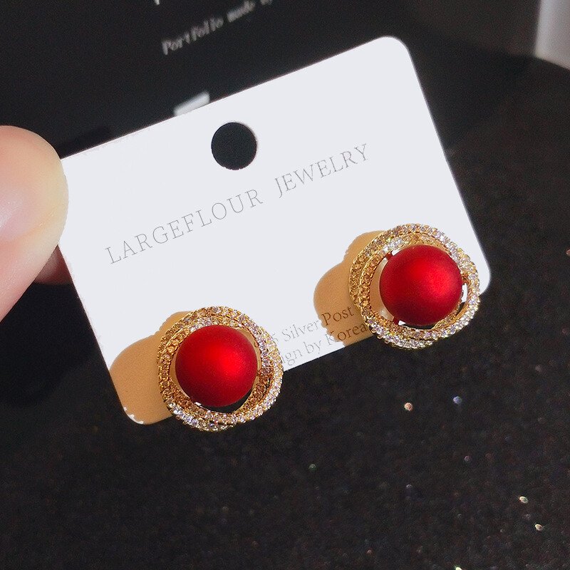 Red pearl earrings