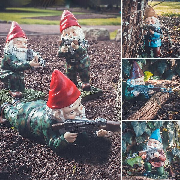 Funny Army Garden Gnome Statue