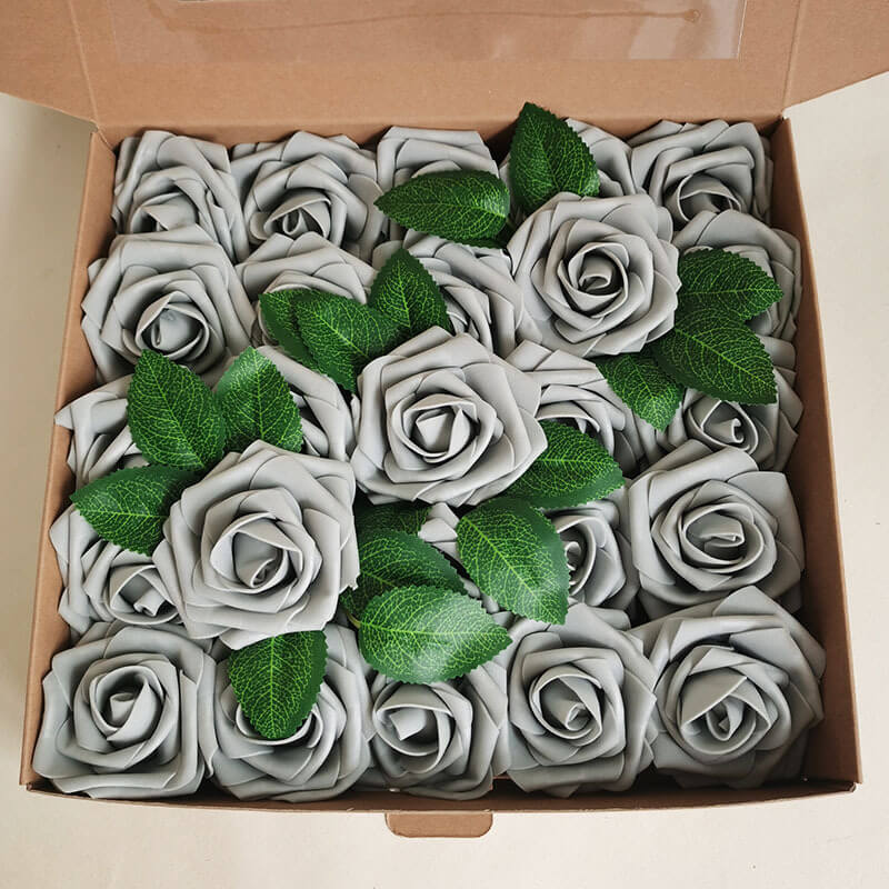 25pcs Artificial Foam Roses Decoration DIY for Wedding Bridal Bouquet Centerpieces