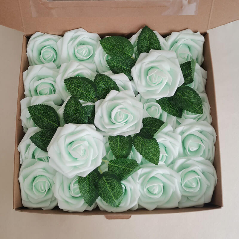 25pcs Artificial Foam Roses Decoration DIY for Wedding Bridal Bouquet Centerpieces