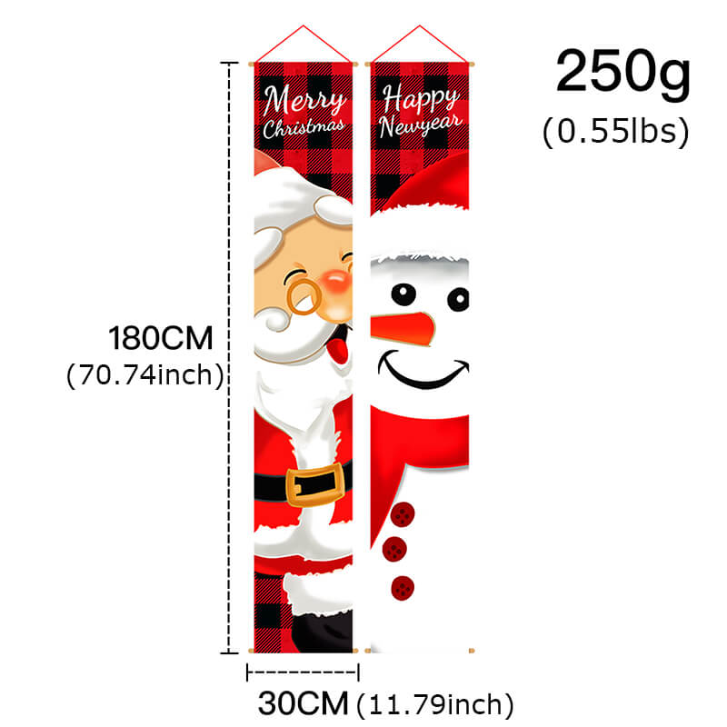 Christmas Snowman and Santa Xmas Door Banners Outdoor Christmas Decorations for Home