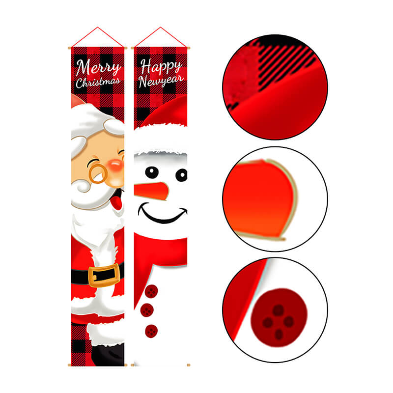 Christmas Snowman and Santa Xmas Door Banners Outdoor Christmas Decorations for Home