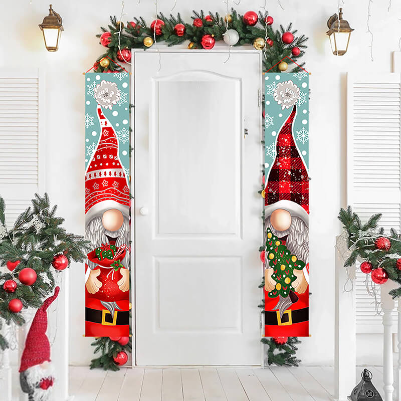 Christmas Gnome Xmas Door Banners Outdoor Christmas Decorations for Home