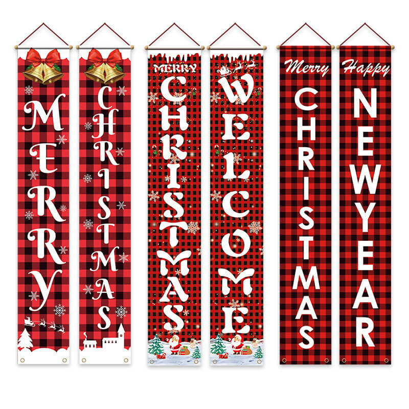 3 Different Styles Xmas Door Banners Outdoor Christmas Decorations for Home