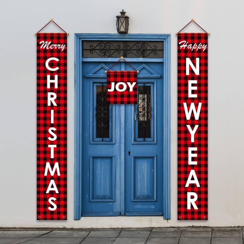 3 Different Styles Xmas Door Banners Outdoor Christmas Decorations for Home