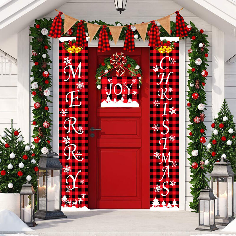 3 Different Styles Xmas Door Banners Outdoor Christmas Decorations for Home