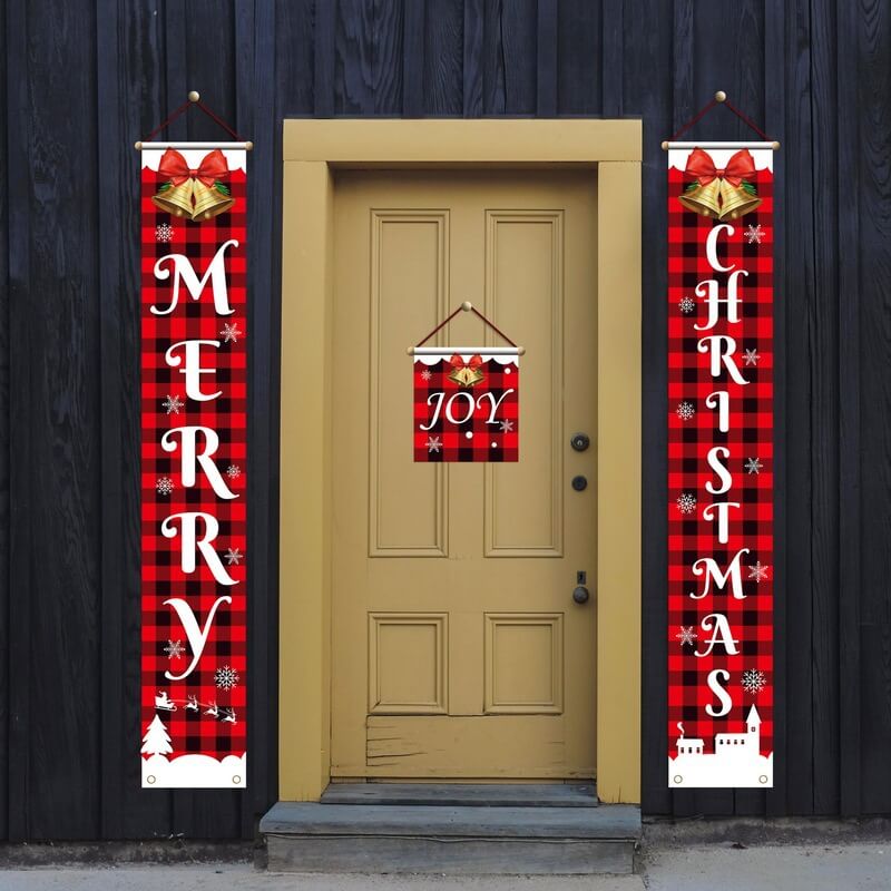 3 Different Styles Xmas Door Banners Outdoor Christmas Decorations for Home