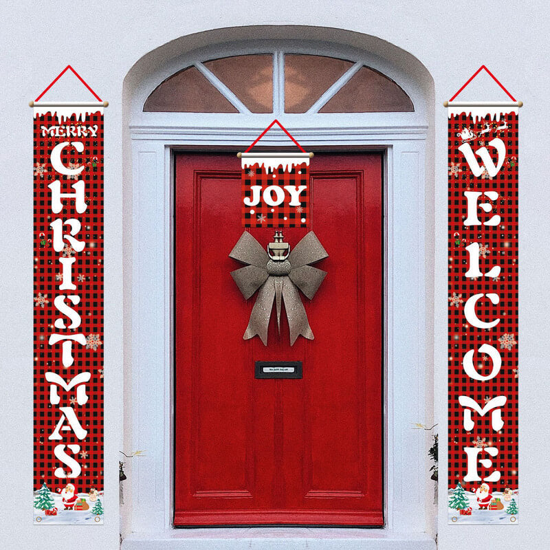 3 Different Styles Xmas Door Banners Outdoor Christmas Decorations for Home