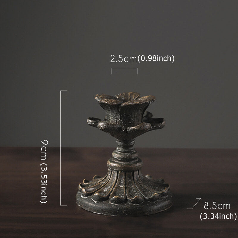 Retro Imitation Copper Resin Candle Holder for Table Decoration