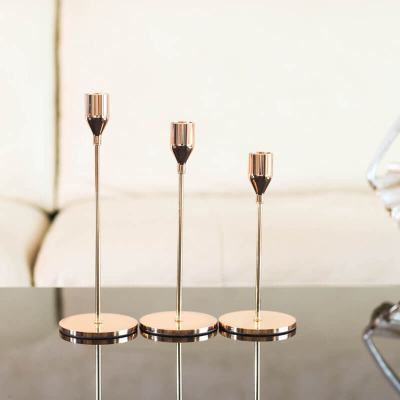 Metal Candle Holders Set of 3 for Decorative Candlestick Holder for Wedding, Dinning, Party