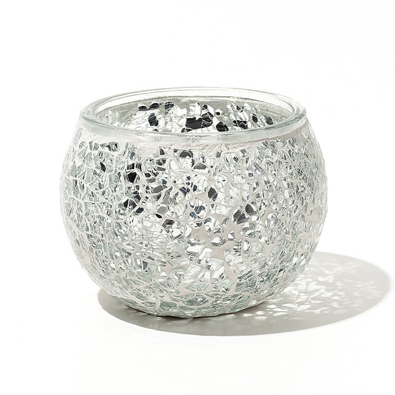 Mosaic Glass Candle Holder, Shiny Aroma Tealight Holder Cup, Table Decoration for Christmas/New Year/Wedding Party