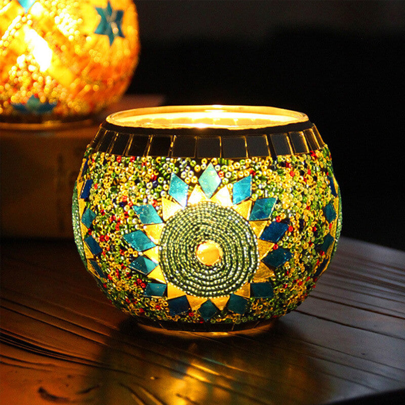 Mosaic Light Holder Globe Mosaic Glass Candle Tealight Holder for Wedding Party Table Centerpiece  Holiday Decoration