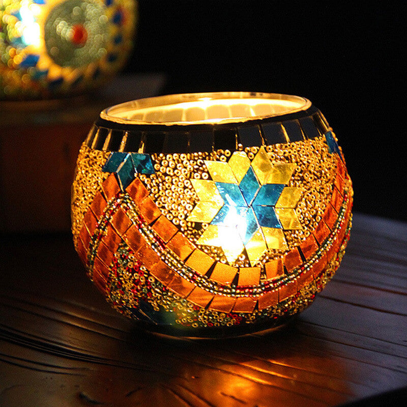 Mosaic Light Holder Globe Mosaic Glass Candle Tealight Holder for Wedding Party Table Centerpiece  Holiday Decoration