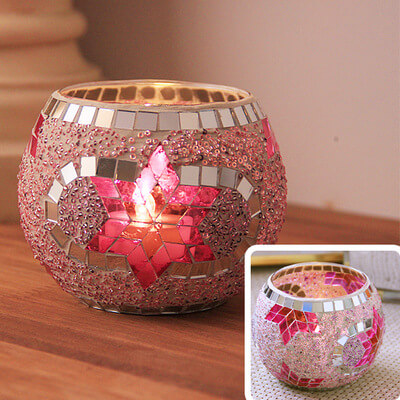 Mosaic Glass Candle Tealight Holder for Wedding Table Centerpiece Christmas Decoration