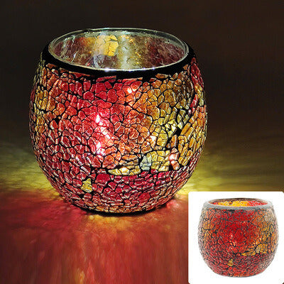 Glass Candle Holder, Tea Light  Holder, Mosaic Candle Stand Nightlight for Home Restaurant Party Decoration