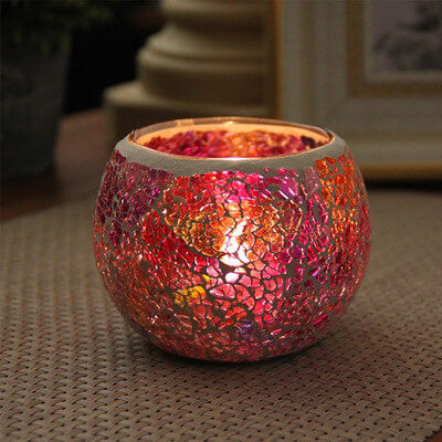 Glass Candle Holder, Tea Light  Holder, Mosaic Candle Stand Nightlight for Home Restaurant Party Decoration