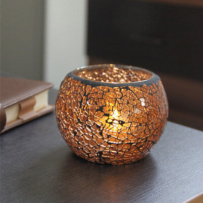 Glass Candle Holder, Tea Light  Holder, Mosaic Candle Stand Nightlight for Home Restaurant Party Decoration