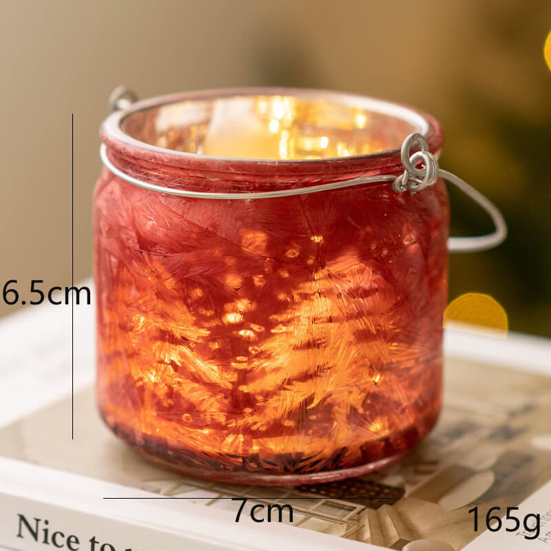 Christmas Candle Holders Set of 4, Glass Xmas Tealight Votive Candle Holders for Table Centerpieces Fireplace Decoration