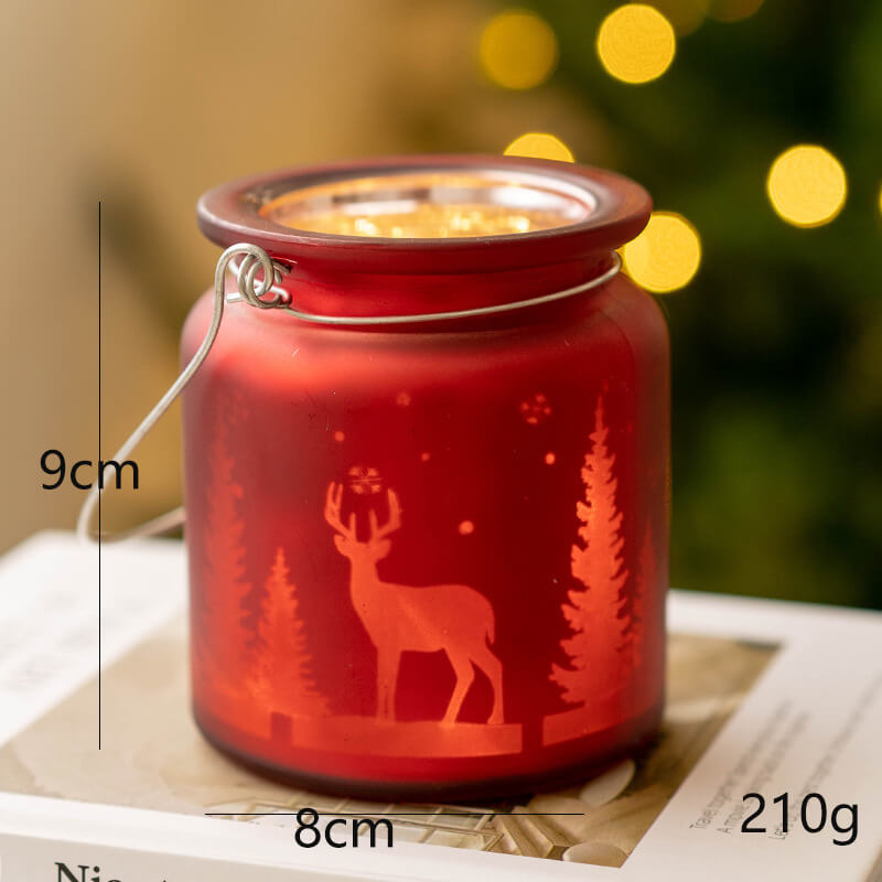 Christmas Candle Holders Set of 4, Glass Xmas Tealight Votive Candle Holders for Table Centerpieces Fireplace Decoration