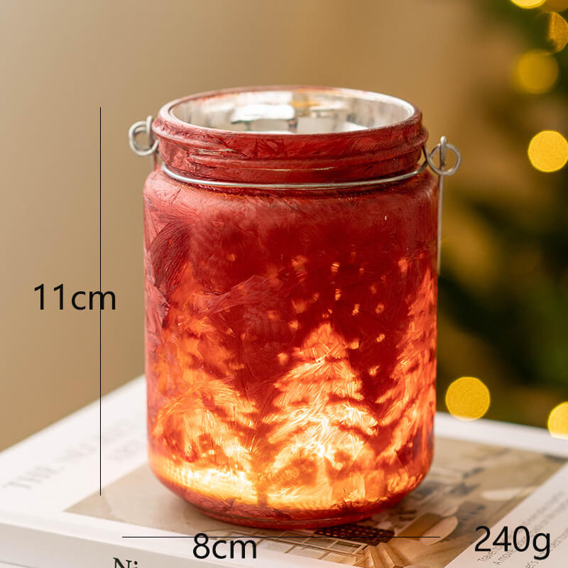 Christmas Candle Holders Set of 4, Glass Xmas Tealight Votive Candle Holders for Table Centerpieces Fireplace Decoration