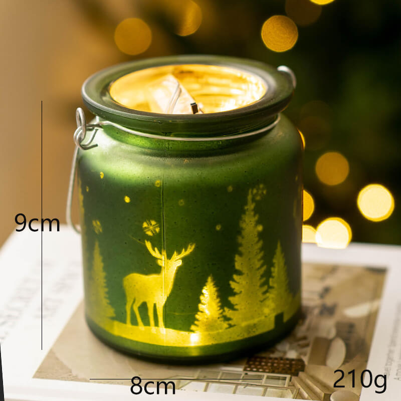 Christmas Candle Holders Set of 4, Glass Xmas Tealight Votive Candle Holders for Table Centerpieces Fireplace Decoration