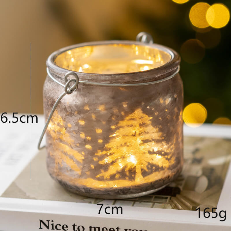 Christmas Candle Holders Set of 4, Glass Xmas Tealight Votive Candle Holders for Table Centerpieces Fireplace Decoration