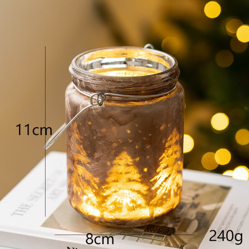 Christmas Candle Holders Set of 4, Glass Xmas Tealight Votive Candle Holders for Table Centerpieces Fireplace Decoration