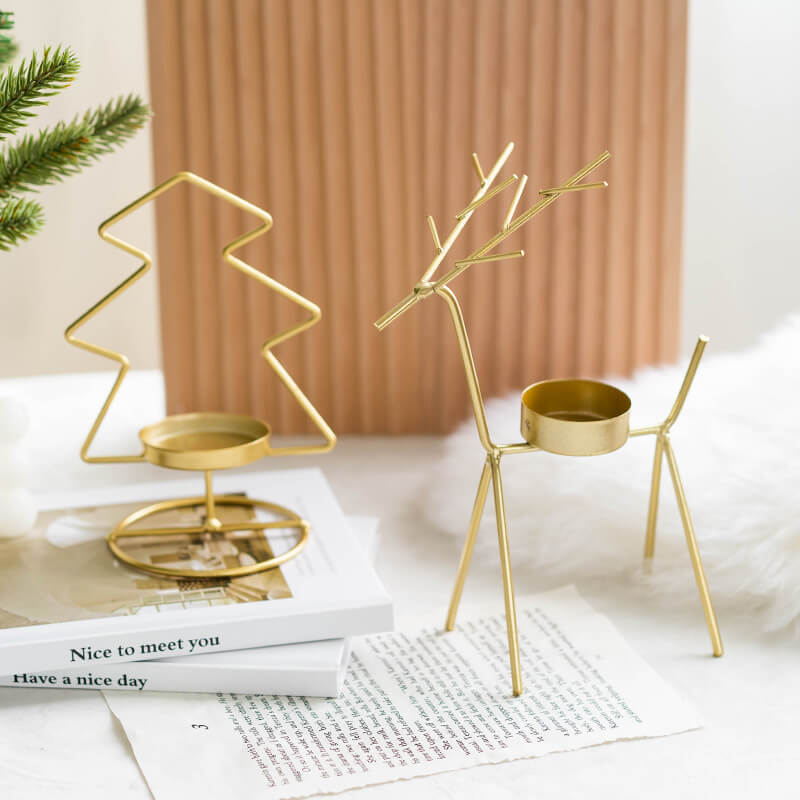 Simple Metal Christmas Decoration Candle Holder