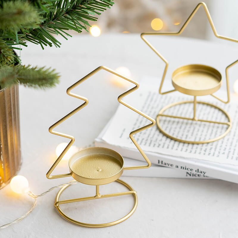 Simple Metal Christmas Decoration Candle Holder