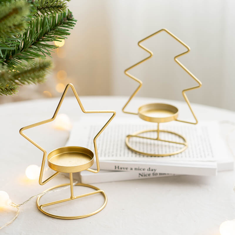 Simple Metal Christmas Decoration Candle Holder